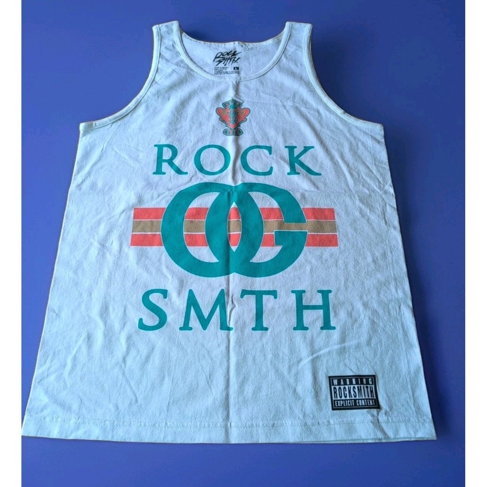 Rock Smith Men's  Explicit Tank Cotton T-Shirt White Size:‎ L